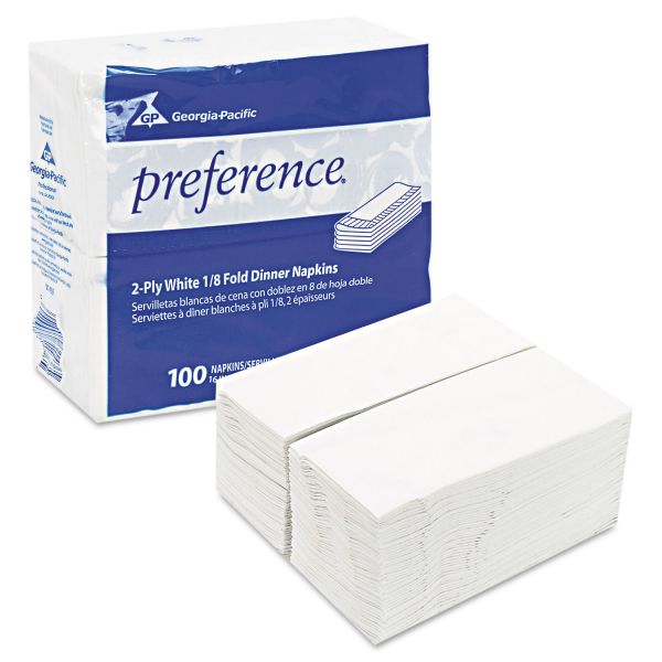 GPC31436CT Georgia Pacific Professional 1/8 Fold Dinner Napkins, 15 x 16, White, 3000/Carton