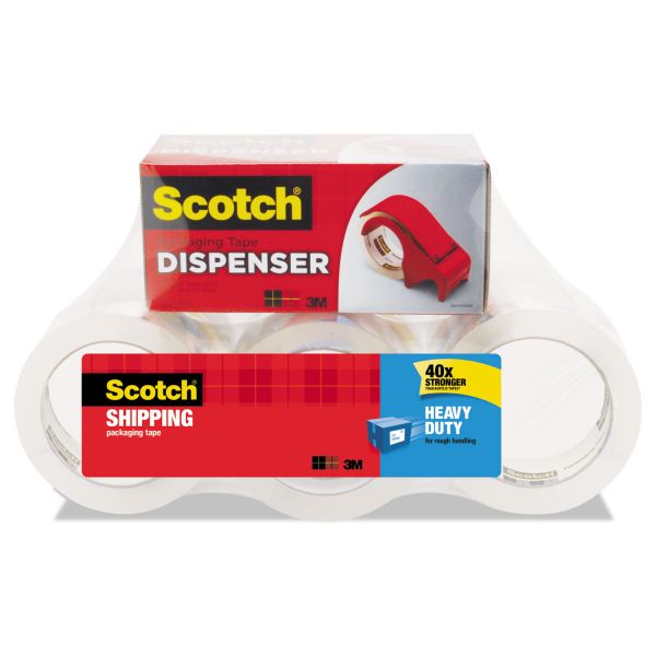 MMM38506DP3 Scotch 3850 Heavy-Duty Packaging Tape, 1.88" x 54.6yds, 3" Core, Clear, 6/Pack