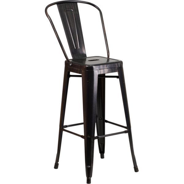 FHFCH3132030GBBQGG Flash Furniture 30'' High Indoor-Outdoor Barstool with Back