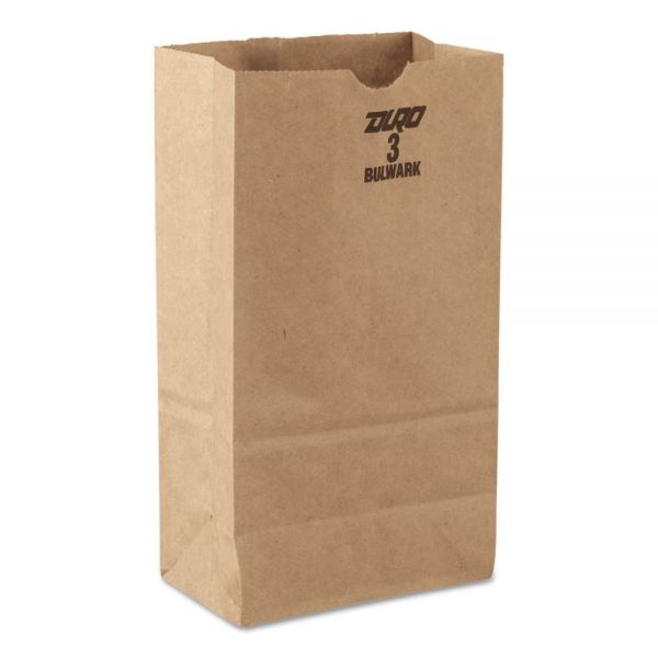 BAGGX3500 General #3 Paper Grocery, 52lb Kraft, Extra-Heavy-Duty 4 3/4x2 15/16 x8 9/16, 500 bags