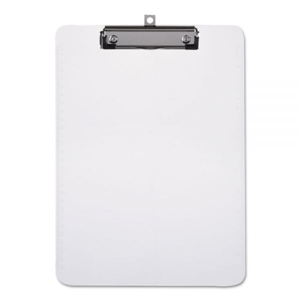 UNV40310 Universal Plastic Clipboard with Low Profile Clip 1/2" Capacity, Holds 8 1/2 x 11, Clear