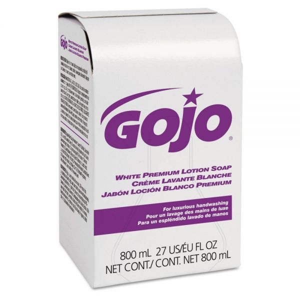 GOJ9104 GOJO White Premium Lotion Soap, Spring Rain Scent, 800 ml Refill, 12/Carton