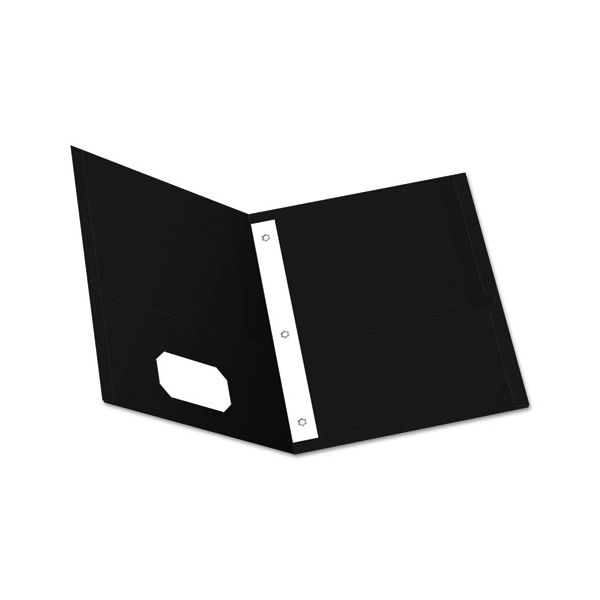 OXF57706 Oxford Twin-Pocket Folders with 3 Fasteners, Letter, 1/2" Capacity, Black 25/Box