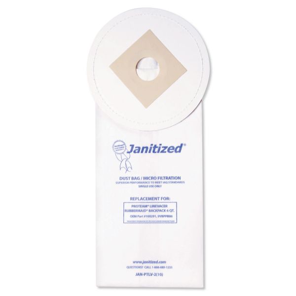 APCJANPTLV210 Janitized Vacuum Filter Bags Designed to Fit ProTeam LineVacer/Rubbermaid 9VBP06, 100/CT