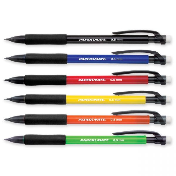 PAP61381 Paper Mate Write Bros Grip Mechanical Pncl, .5mm, Assorted, Dozen