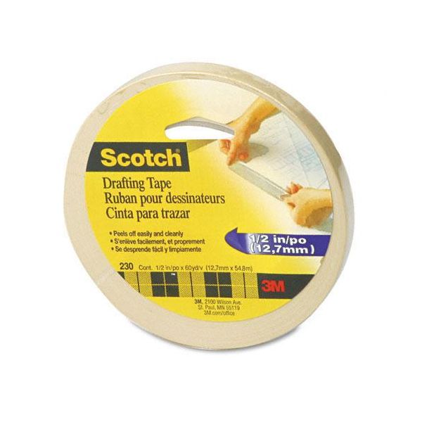 Scotch Drafting Tape, 1/2" x 60 Yards, 3" Core