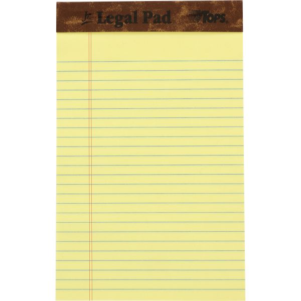 TOP7501 TOPS "The Legal Pad" Ruled Perforated Pads, 5 x 8, Canary, 50 Sheets, Dozen