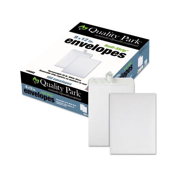 QUA44582 Quality Park Redi Strip Catalog Envelope, 9 x 12, White, 100/Box