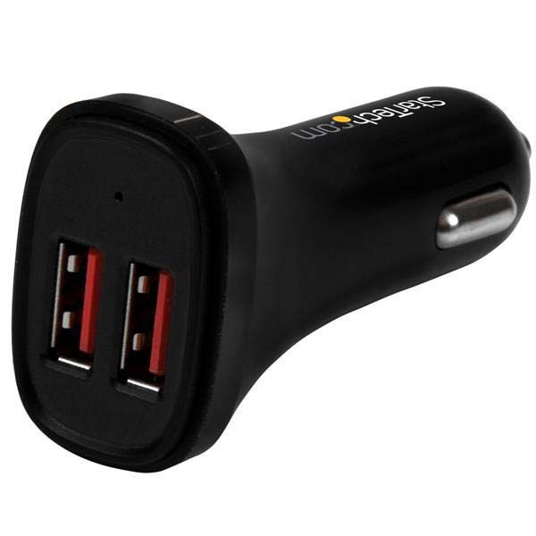 SYNX4634136 StarTech.com Dual Port USB Car Charger - Black - High Power 24W/4.8A - 2 port USB Car Charger - Charge two tablets at once