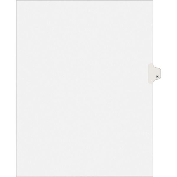 AVE82173 Avery Allstate-Style Legal Exhibit Side Tab Divider, Title: K, Letter, White, 25/Pack