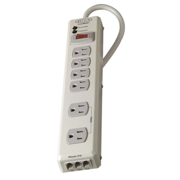 BLKF9H62006MTL Belkin 6-Outlet Metal Surge Protector