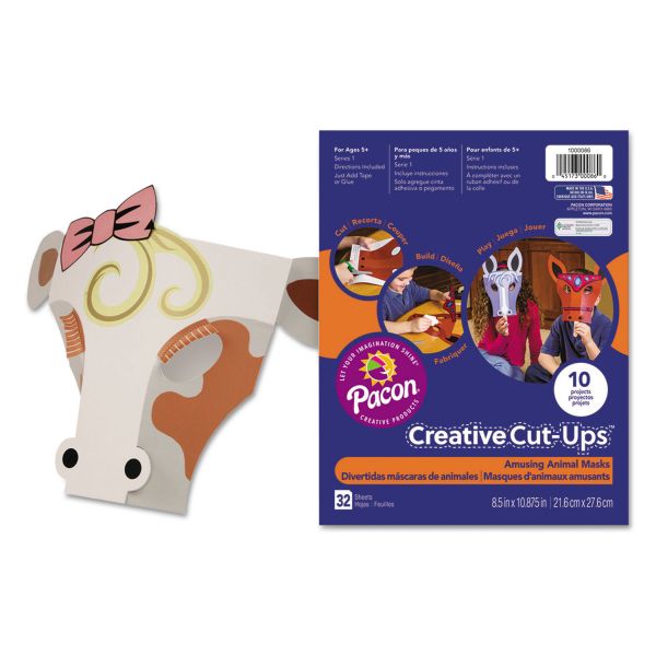 PAC1000086 Pacon Creative Cut Ups, Amusing Animal Masks, 8 1/2 x 10 1/2, 32 Sheets