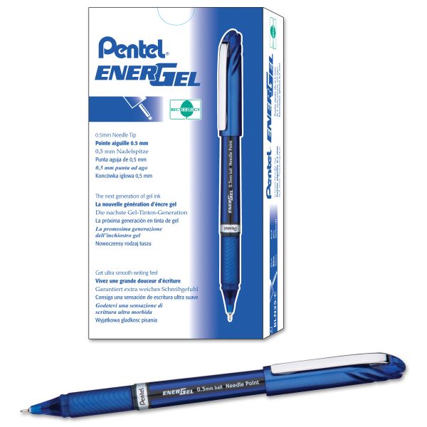 PENBLN25C Pentel EnerGel NV Liquid Gel Pen, .5mm, Blue Barrel, Blue Ink, Dozen