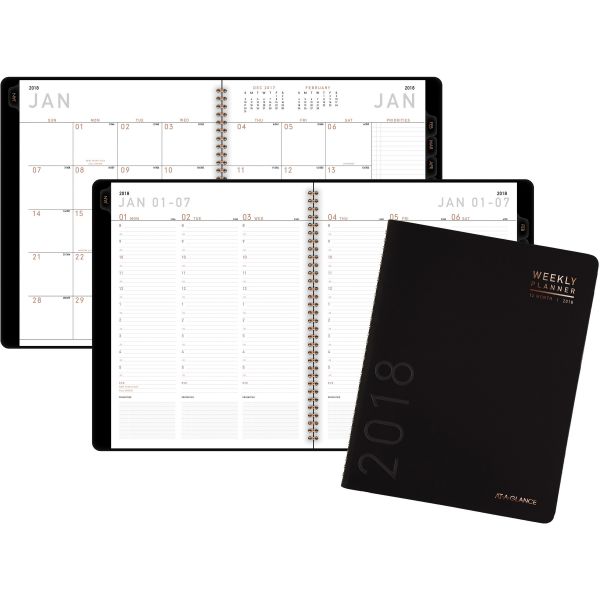 AAG70950X05 AT-A-GLANCE Contemporary Weekly/Monthly Planner, Column, 8 1/4 x 10 7/8, Black Cover, 2018