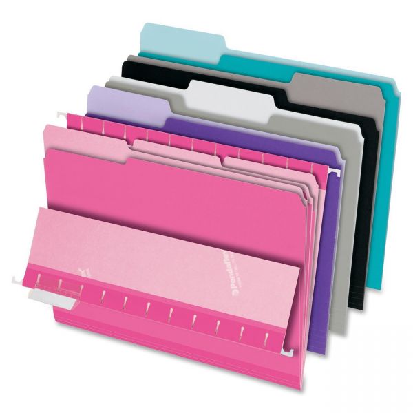 PFX421013ASST2 Pendaflex Interior File Folders, 1/3 Cut Top Tab, Letter, Pastel Assortment, 100/Box