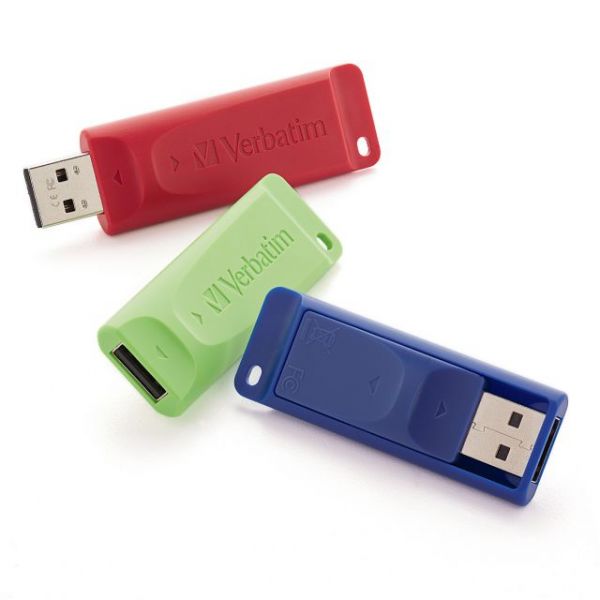 SYNX3729286 Verbatim 4GB Store 'n' Go USB Flash Drive - 3pk - Red, Green, Blue