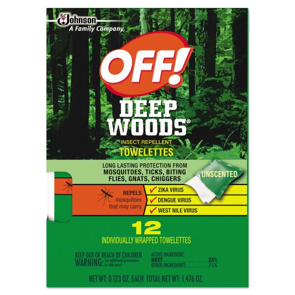 SJN611072 OFF! Deep Woods Towelettes, 12/Box, 12 Boxes per Carton