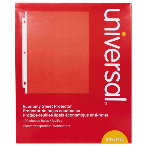 UNV21130 Universal Top-Load Poly Sheet Protectors, Letter, Economy, Clear, 100/Box