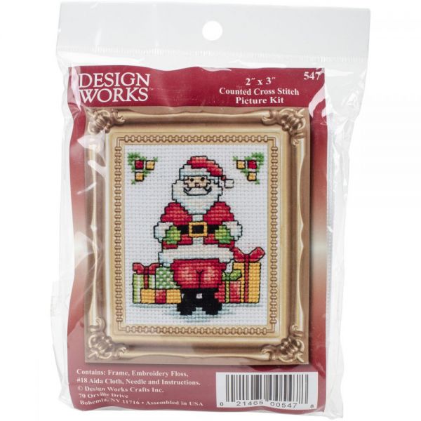 NOTM261592 Santa W/Frame Mini Counted Cross Stitch Kit