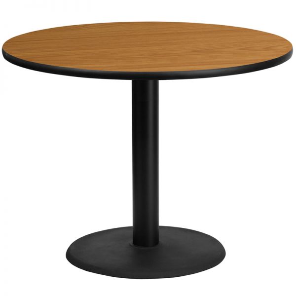 FHFXURD42NATTBTR24GG Flash Furniture 42'' Round Natural Laminate Table Top with 24'' Round Table Height Base