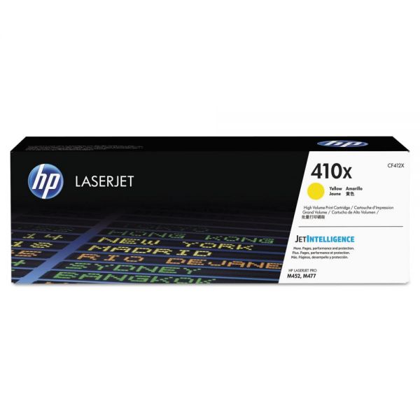 HEWCF412X HP 410X, (CF412X) High-Yield Yellow Original LaserJet Toner Cartridge