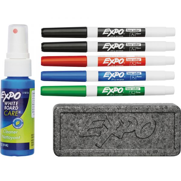 SAN80675 EXPO Dry Erase Marker, Eraser and Cleaner Kit, Fine, 5 Assorted, 1 set