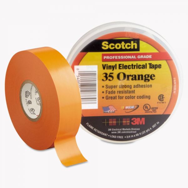MMM10869 3M Scotch 35 Vinyl Electrical Color Coding Tape, 3/4" x 66ft, Orange