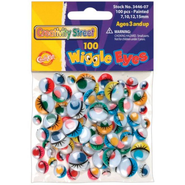 NOTM108939 Paste-On Wiggle Eyes Assorted 7mm To 15mm 100/Pkg