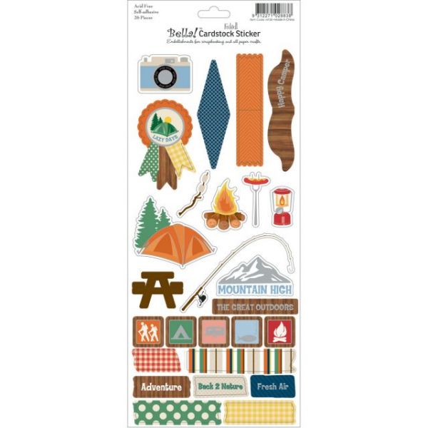 NOTM010744 Bella! Camping Foil Cardstock Stickers 4.5"X12"