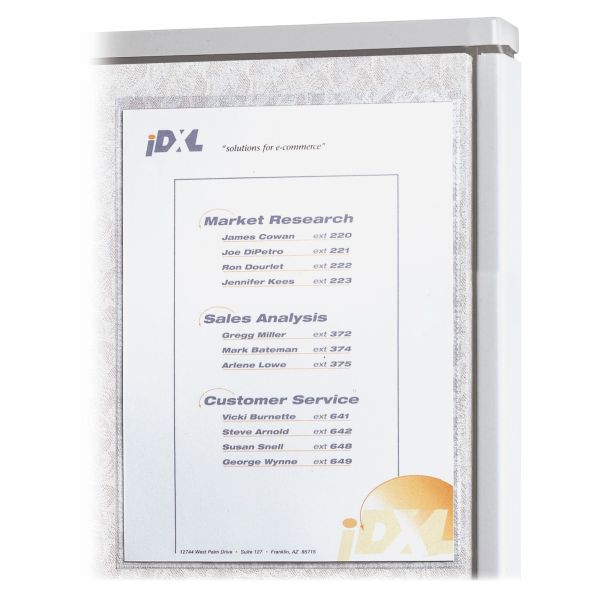 CLI38991 C-Line Cubicle Keepers Hook & Loop-Backed Display, 9 13/64 x 11 13/32, Clear, 25/Pack