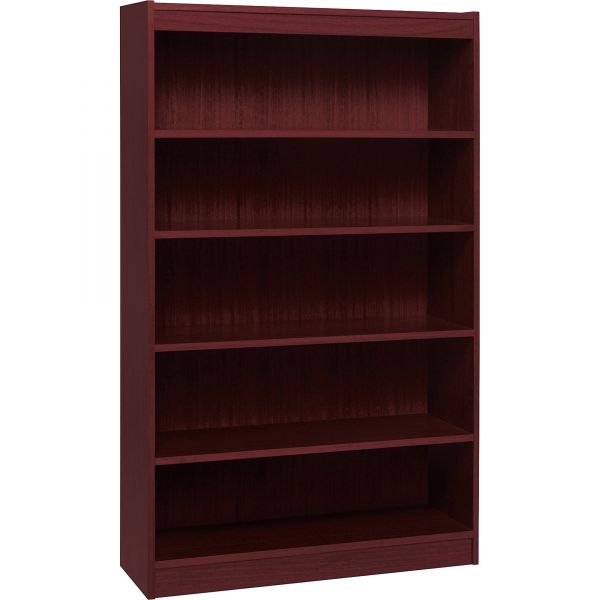 LLR60073 Lorell Panel End 5-Shelf Hardwood Veneer Bookcase