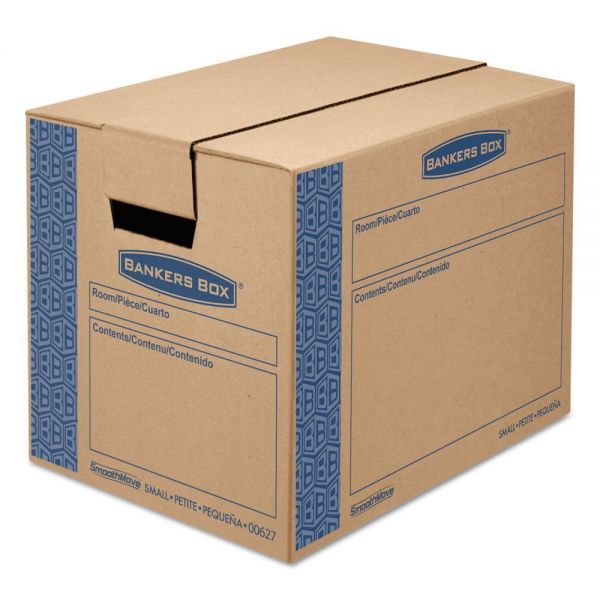 FEL0062711 Bankers Box SmoothMove Prime Small Moving Boxes, 16l x 12w x 12h, Kraft/Blue, 15/CT