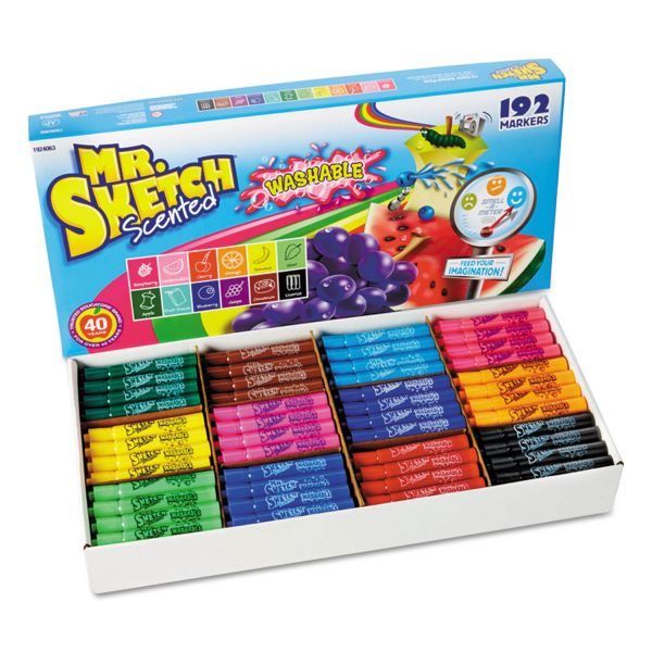 SAN1924063 Mr. Sketch Washable Markers, Chisel, Assorted Colors, 192/Set