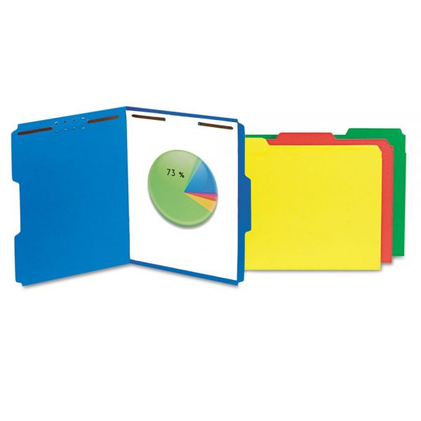 UNV13521 Universal Deluxe Reinforced Top Tab Folders, 2 Fasteners, 1/3 Tab, Letter, Blue, 50/Box