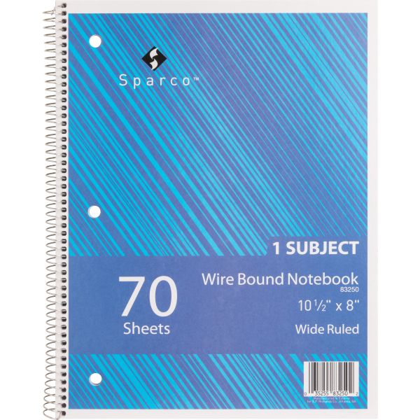 SPR83250 Sparco Wide Ruled Spiral Notebook