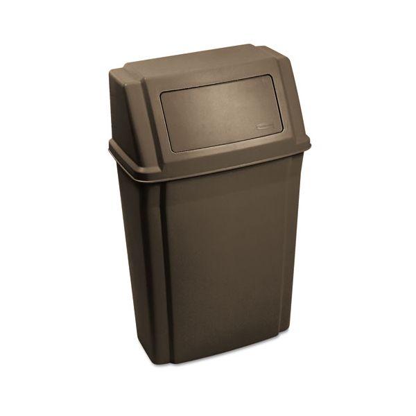 RCP7822BRO Rubbermaid Commercial Slim Jim Wall-Mounted Container, Rectangular, Plastic, 15 gal, Brown
