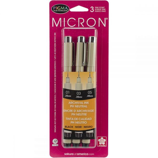 Pigma Micron Pens Assorted 3/Pkg - NOTM135203