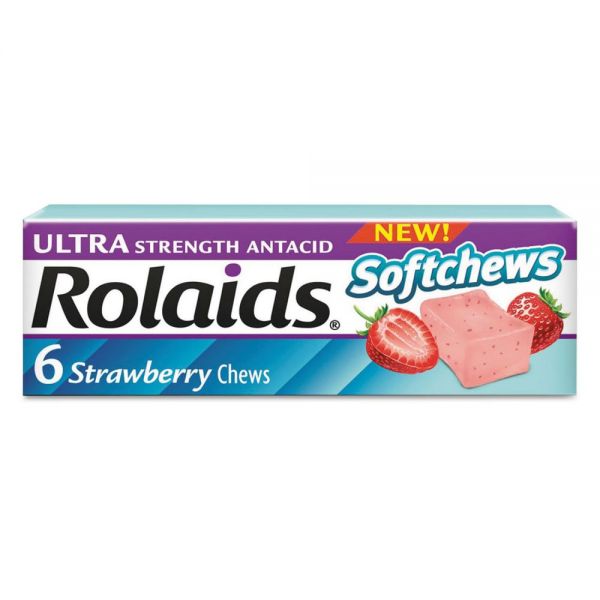 LILR10309 Rolaids Ultra Strength Antacid Softchews, Strawberry, 6/Pack, 12 Packs/Box