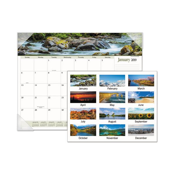 AAG89802 AT-A-GLANCE Landscape Panoramic Desk Pad, 22 x 17, Landscapes, 2019