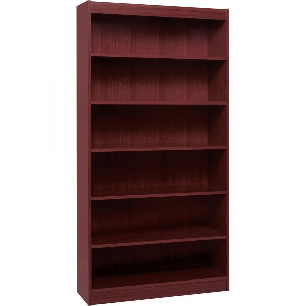 LLR60074 Lorell Panel End 6-Shelf Hardwood Veneer Bookcase