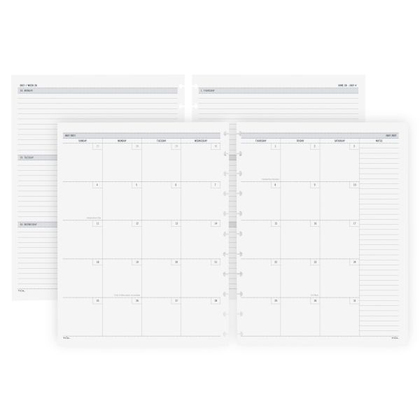 TUL Discbound Academic Weekly Monthly Planner Refill Pages Letter Size July 2021 To June 2022