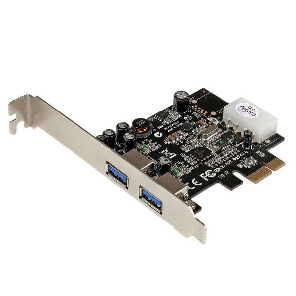 SYNX3707408 StarTech.com 2 Port PCI Express (PCIe) SuperSpeed USB 3.0 Card Adapter with UASP - LP4 Power