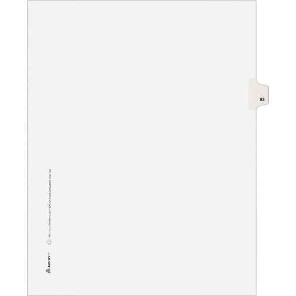AVE01083 Avery-Style Legal Exhibit Side Tab Divider, Title: 83, Letter, White, 25/Pack