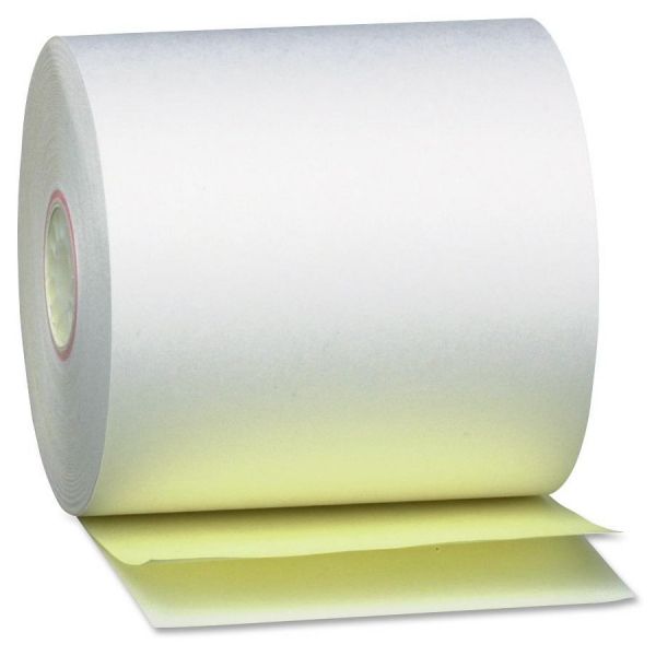 PMC07685 PM Company Paper Rolls, Teller Window/Financial, 3 1/4" x 80 ft, White/Canary, 60/Carton
