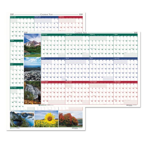 HOD3930 House of Doolittle Recycled Earthscapes Nature Scene Reversible Yearly Wall Calendar, 18 x 24, 2019
