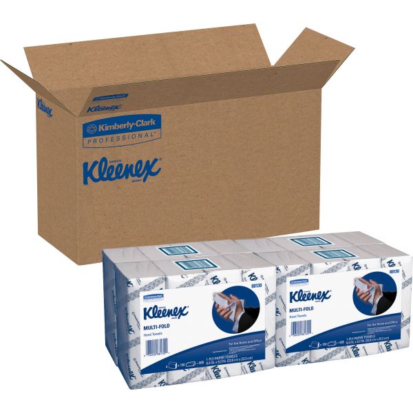 KCC88130CT Kleenex Multifold Paper Towels, 9.20" x 9.40", White, 150 Sheets/Pack, 16 Packs/ Carton