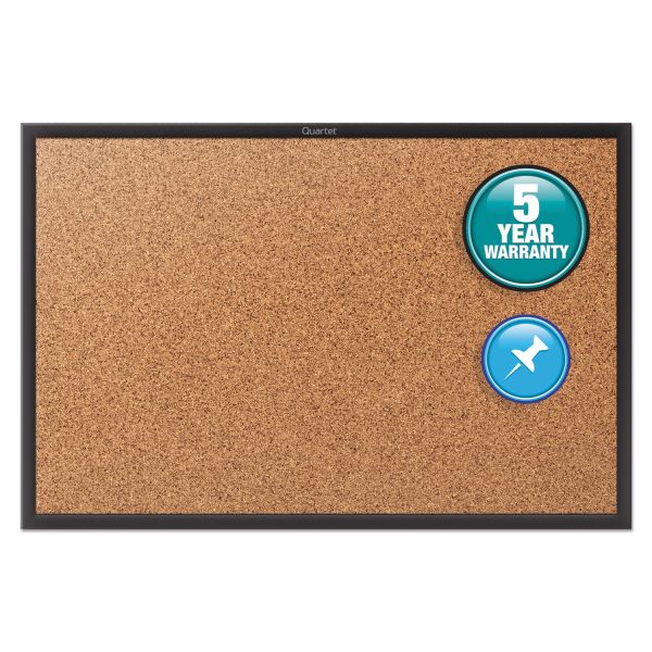QRT2305B Quartet Classic Series Cork Bulletin Board, 60x36, Black Aluminum Frame
