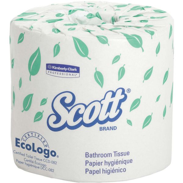 KCC04460 Scott Standard Roll Toilet Paper, 2-Ply, White, 4 x 4 1/10 Sheet, 550 Sheets/Roll, 80 Rolls/Carton