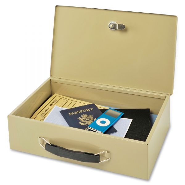 MMF221614003 SteelMaster Heavy-Duty Steel Fire-Retardant Security Cash Box, Key Lock, Sand