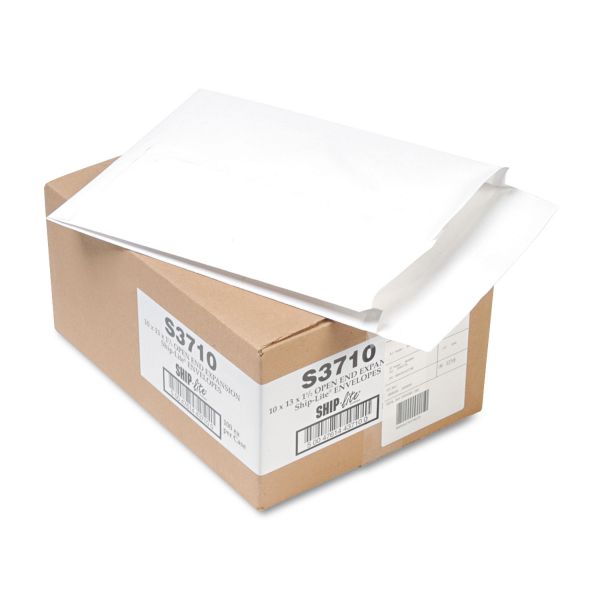 QUAS3710 Quality Park Ship Lite Redi Flap Expansion Mailer, 10 x 13 x 1 1/2, White, 100/Box
